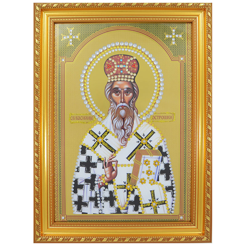 Sveti Vasilije Ostro[ki (34,5x26) cm, ukrašena cirkonima