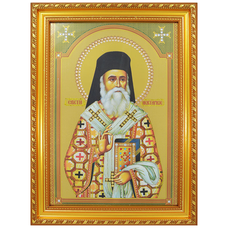 Sveti Nektarije (34,5x26) cm, ukrašena cirkonima