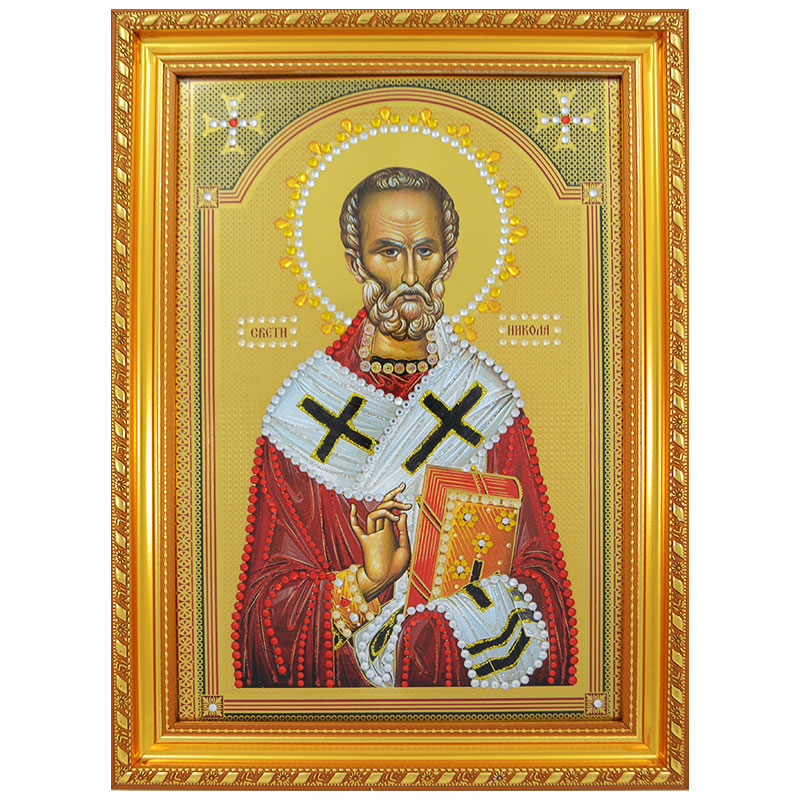 Sveti Nikola (34,5x26) cm, ukrašena cirkonima