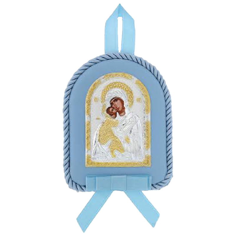 Ikona presvete Bogorodice, za bebe, posrebrena (10X8) cm