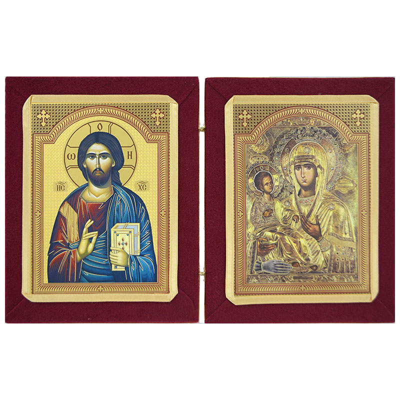 Diptih Gospod Isus Hrist, Trojeručica (16x25.5) cm