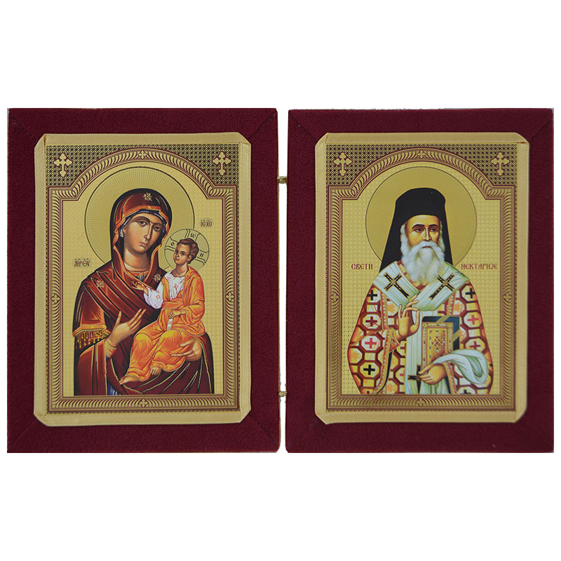 Diptih Presveta Bogorodica, Sveti Nektarije (16x25.5) cm