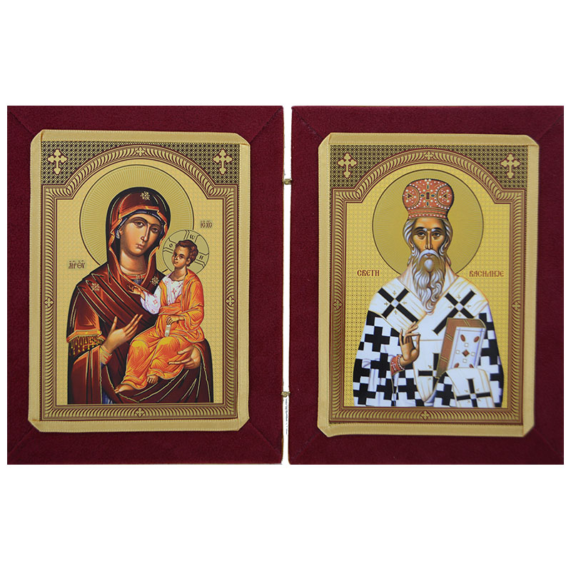 Diptih Presveta Bogorodica, Sveti Vasilije Ostroški (16x25.5) cm