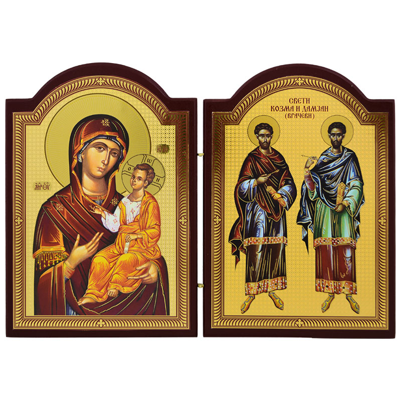 Diptih Presveta Bogorodica - Sveti Kozma i Damjan (Vrčevi) (19x27) cm