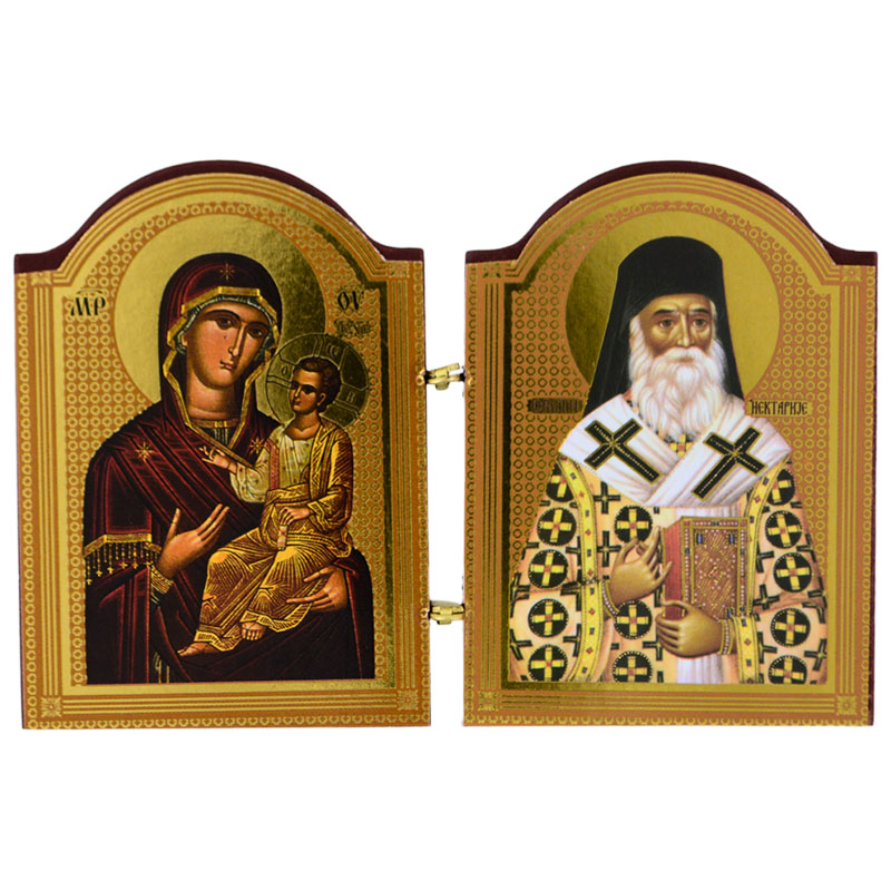 Diptih Presveta Bogorodica - Sveti Nektarije (7x10,5) cm