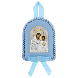 Ikona presvete Bogorodice jerusalimske, za bebe, posrebrena (10X8) cm
