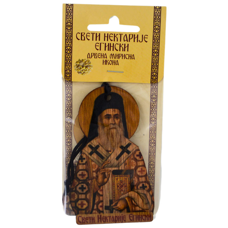 Drvena mirisna ikona Sveti Nektarije Eginski (10x7) cm