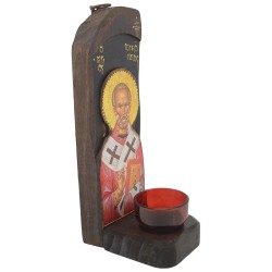 Sveti Nikola, stono-zidno kandilo sa ikonom (30x10) cm