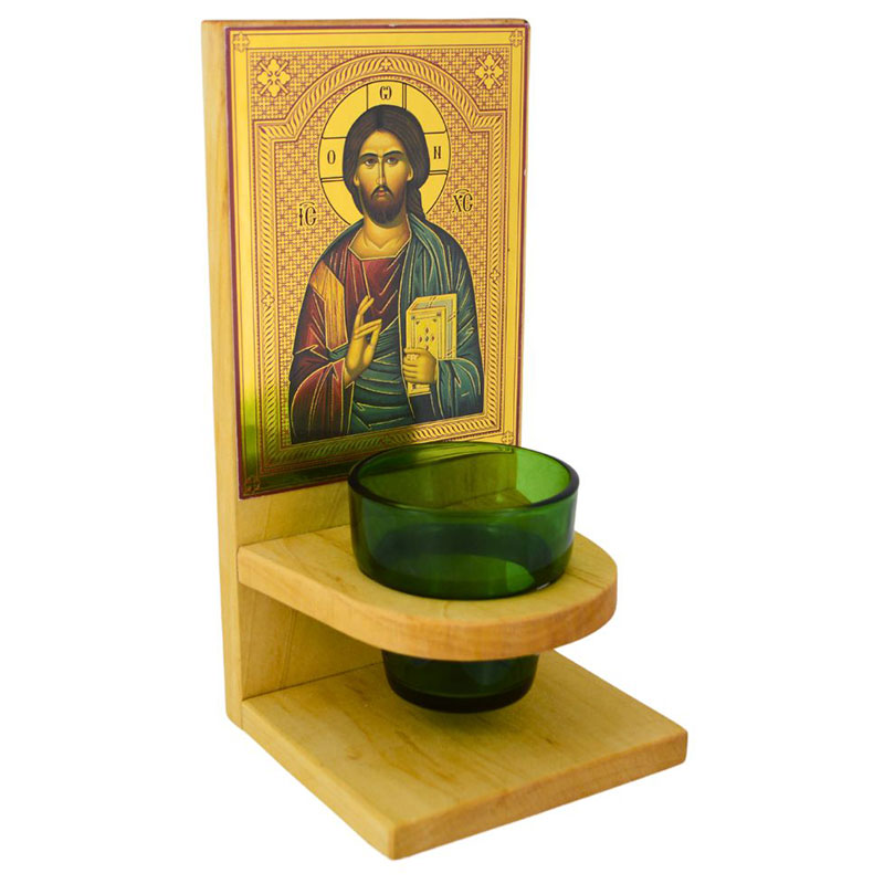 Stono drveno kandilo - Gospod Isus Hrist (22x10,5) cm