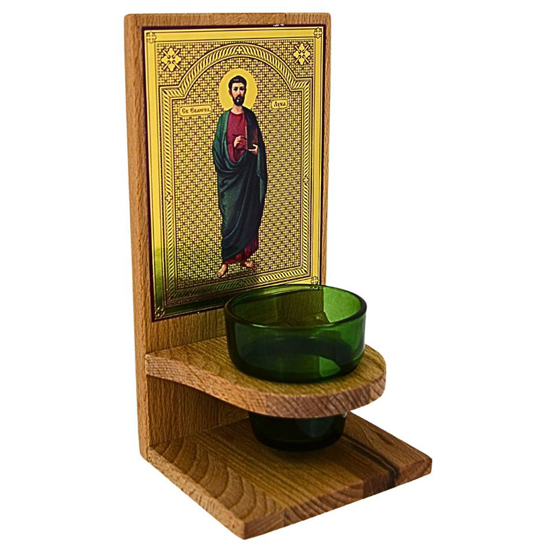 Stono drveno kandilo - Sveti Luka (22x10,5) cm