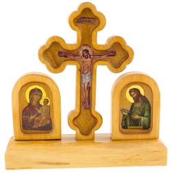 Drveni stoni krst sa ikonama (13x13) cm