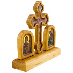 Drveni stoni krst sa ikonama (13x13) cm