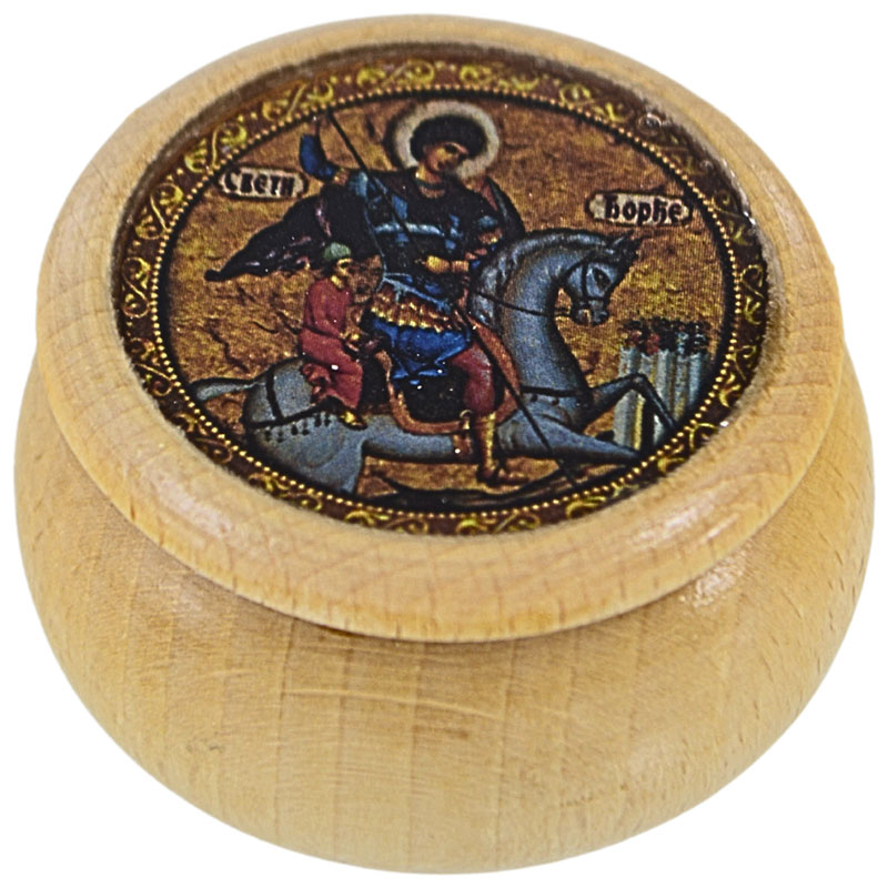 Drvena kutija za tamjan Sveti Đorđe - Đurđevdan (3,2x5,5) cm